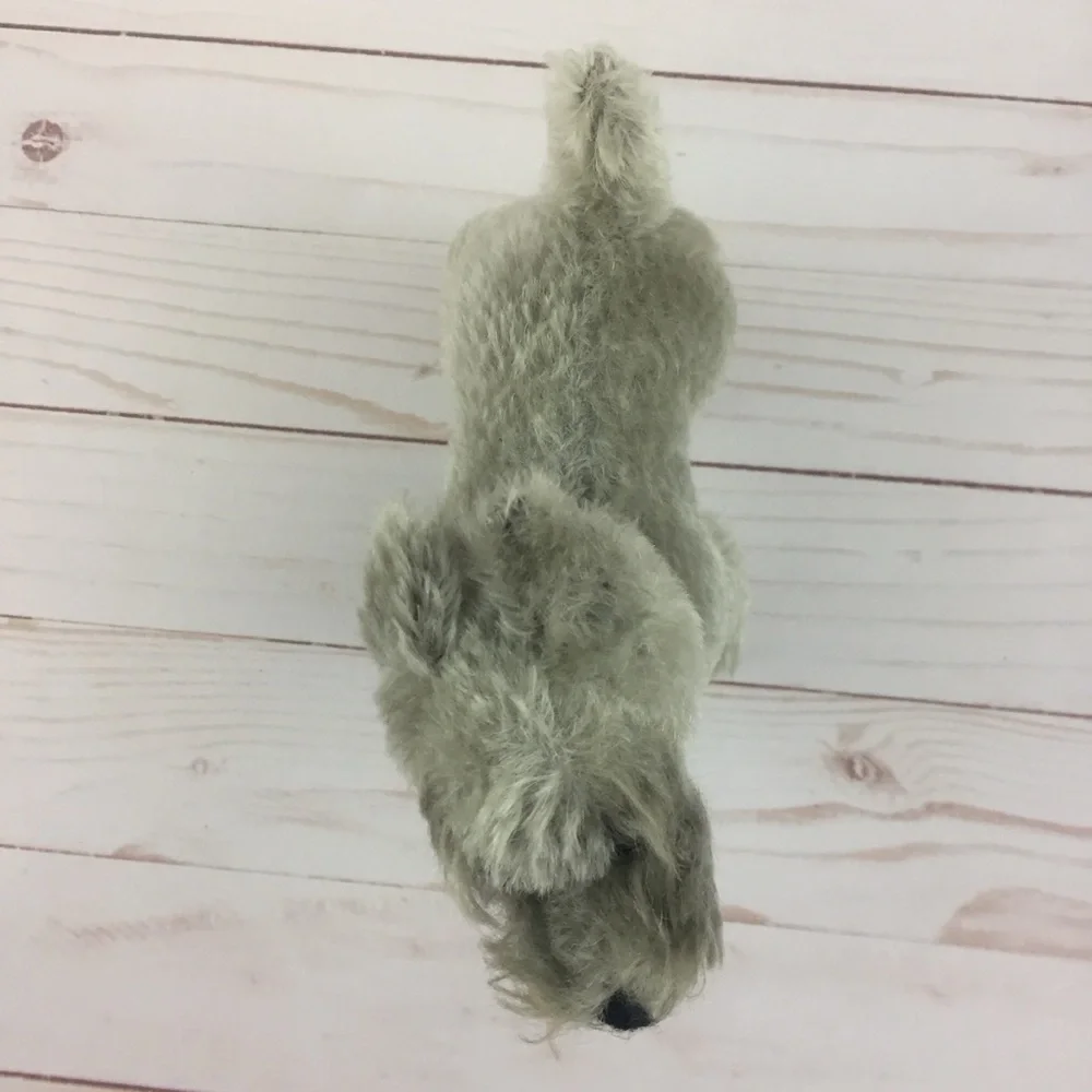 Vintage Mohair Schnauzer Stuffed Plush Dog Glass Eyes No Tag Baki ? Mid Century